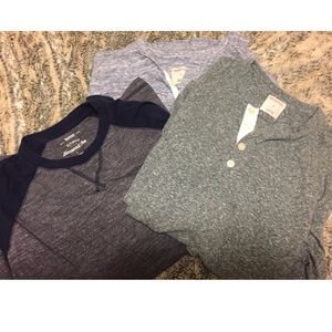Men's tee trio (Henley and baseball LS)